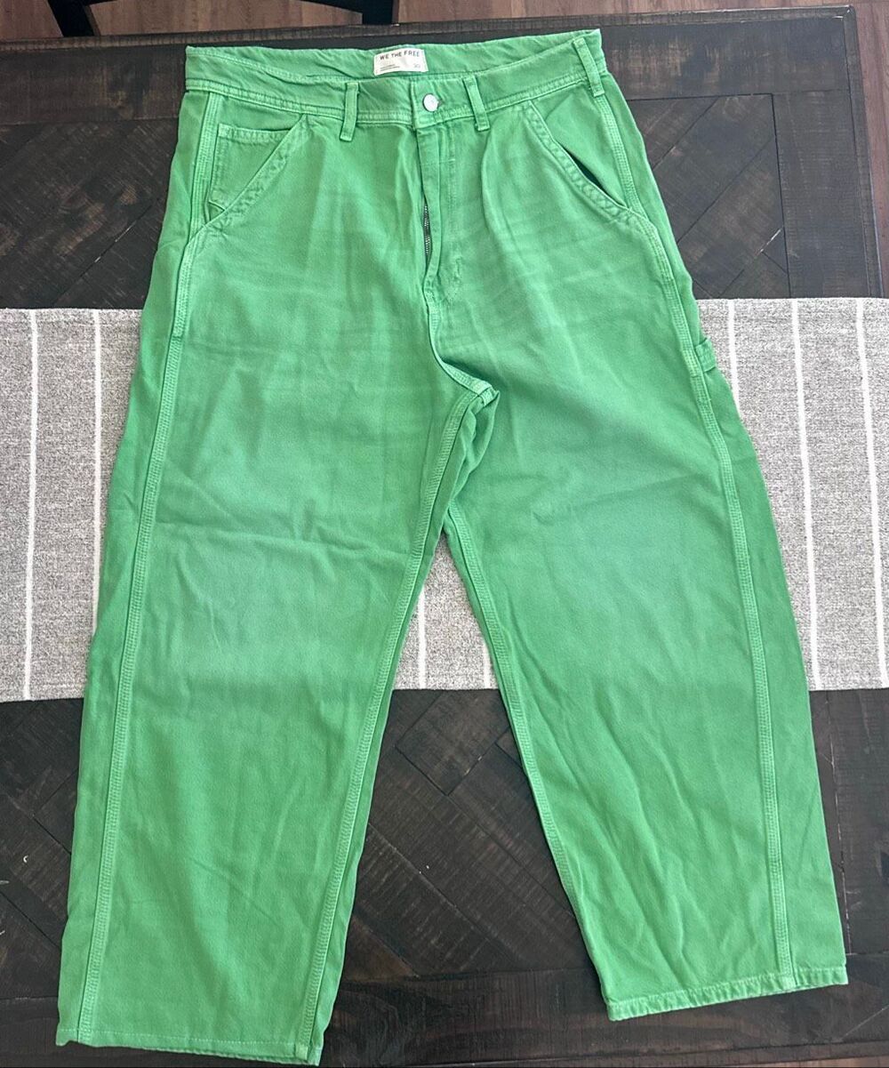 FREE PEOPLE We The Free Green High Rise Carpenter Jeans Size 30 - Picture 6 of 6